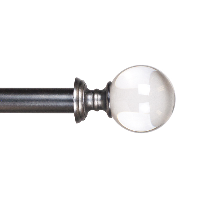 Lavish Home 63-5001-l-pe 62-144 In. Adjustable Crystal Ball Curtain Rod, Pewter - 0.75 In.