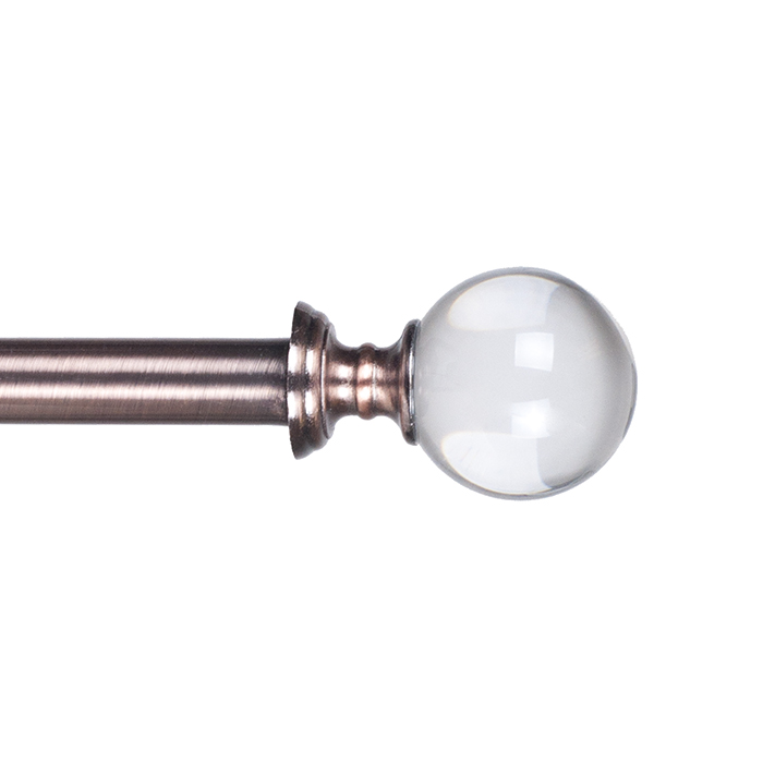 Lavish Home 63-5001-l-co 62-144 In. Adjustable Crystal Ball Curtain Rod, Copper - 0.75 In.