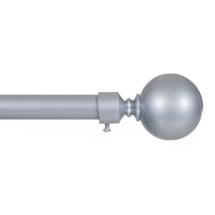 Lavish Home 63-19556-l-si 62-144 In. Adjustable Sphere Curtain Rod, Silver - 0.75 In.