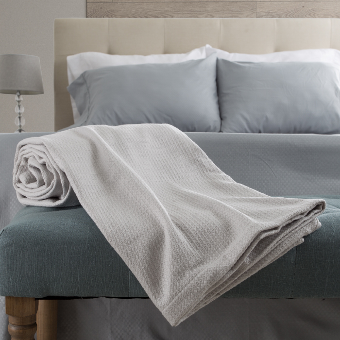 Lavish Home 61-89-t-p 100 Percent Cotton Blanket, Platinum - Twin
