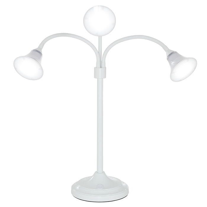 Lavish Home 72-4000w 3 Head Desk Lamp With Adjustable Arms, White