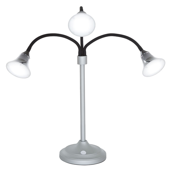 Lavish Home 72-4000s 3 Head Desk Lamp With Adjustable Arms, Silver
