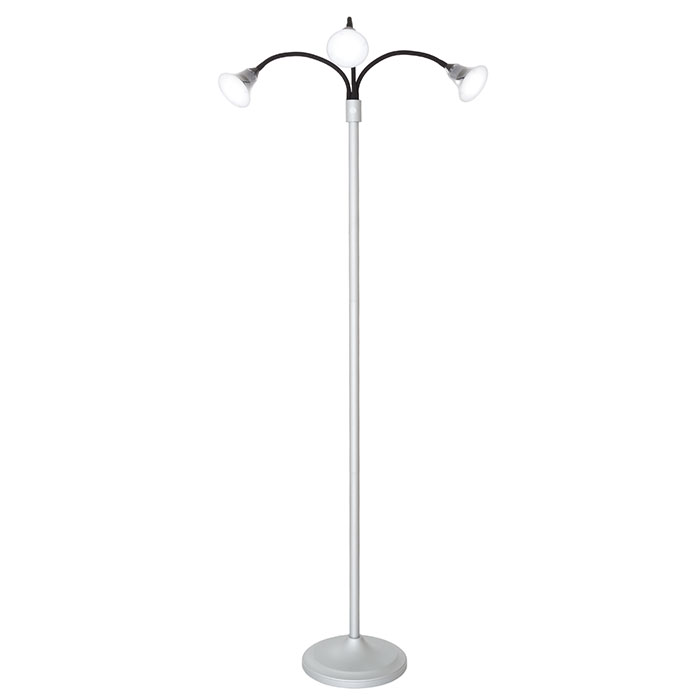 Lavish Home 72-4001s 3 Head Floor Lamp With Adjustable Arms, Silver