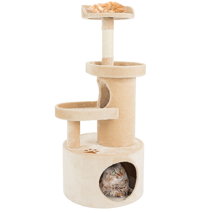 Petmaker 80-pet5082 43 In. 4 Tier Condo Cat Tree With Tunnel & Scratching Post, Tan - 21.25 Lbs