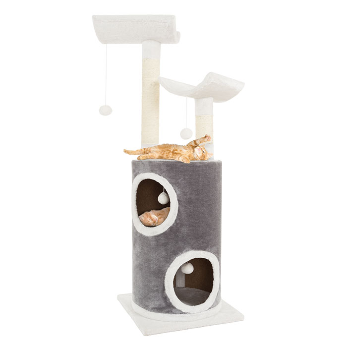 Petmaker 80-pet5085 44.75 In. 5 Tier Double Decker Condo Cat Tree With 4 Toys 2 Scratching Post, Gray & White - 19 Lbs