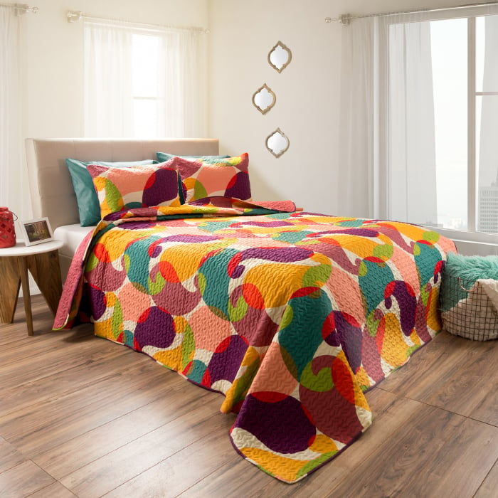 Lavish Home 66-10064-k Reversible Microfiber Evelyn Embossed Quilt Bedding Set With Shams, Pink Rose - King - 3 Piece