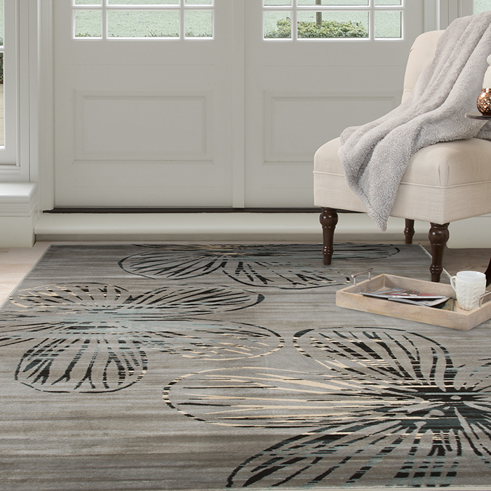 Lavish Home 62-b326-5377 5 Ft. 3 In. X 7 Ft. 7 In. Opus Modern Floral Area Rug - Grey