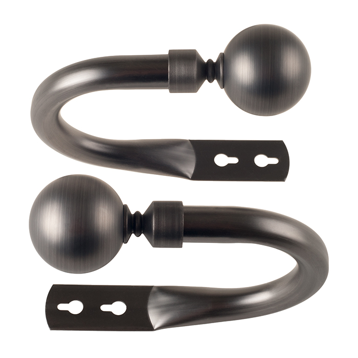 Lavish Home 63-19556a-p Solid Sphere Holdback Pair - Pewter