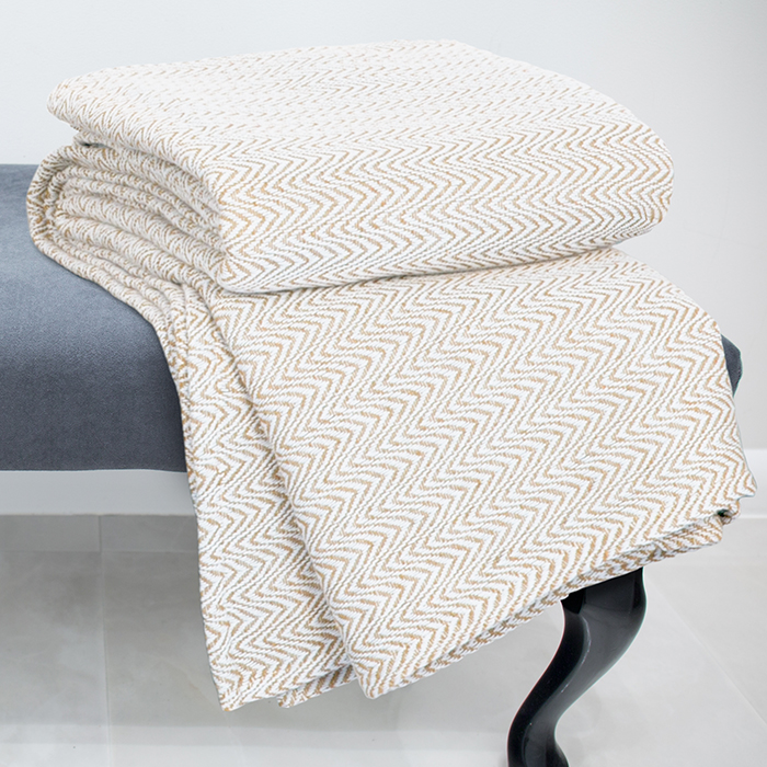 Lavish Home 61-88-k-t 100 Percent Cotton Chevron Luxury Soft Blanket, Taupe - King Size