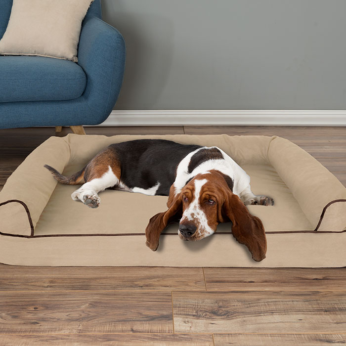 Petmaker 80-pet5095t Orthopedic Pet Sofa Bed With Memory Foam & Foam Stuffed Bolsters - Tan
