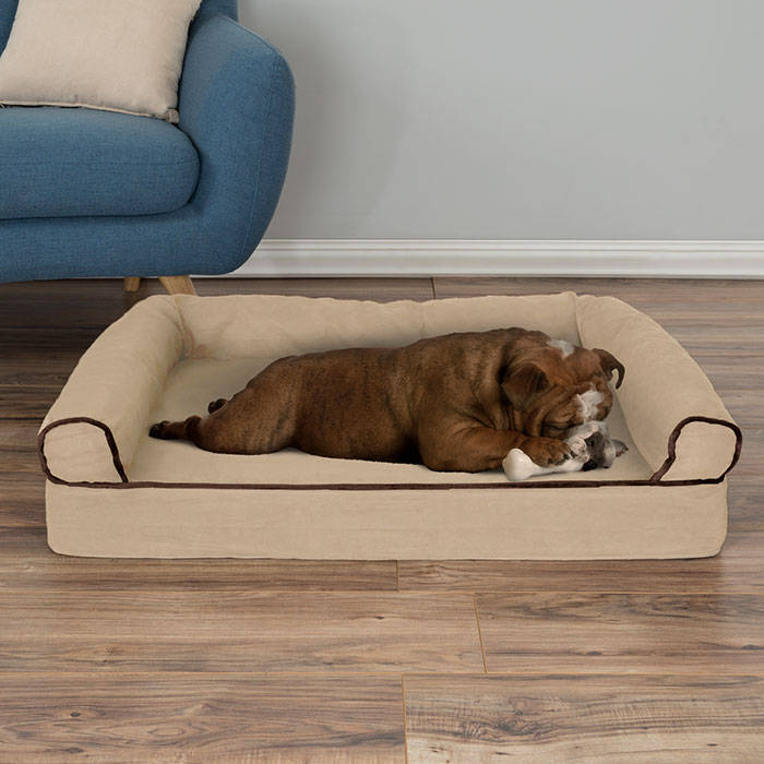 Petmaker 80-pet5094t Orthopedic Pet Sofa Bed With Memory Foam & Foam Stuffed Bolsters - Tan