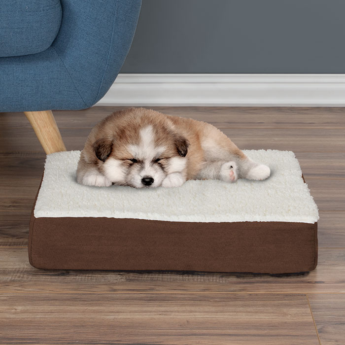 Petmaker 80-pet5088b Orthopedic Sherpa Top Pet Bed With Memory Foam & Removable Cover - Brown