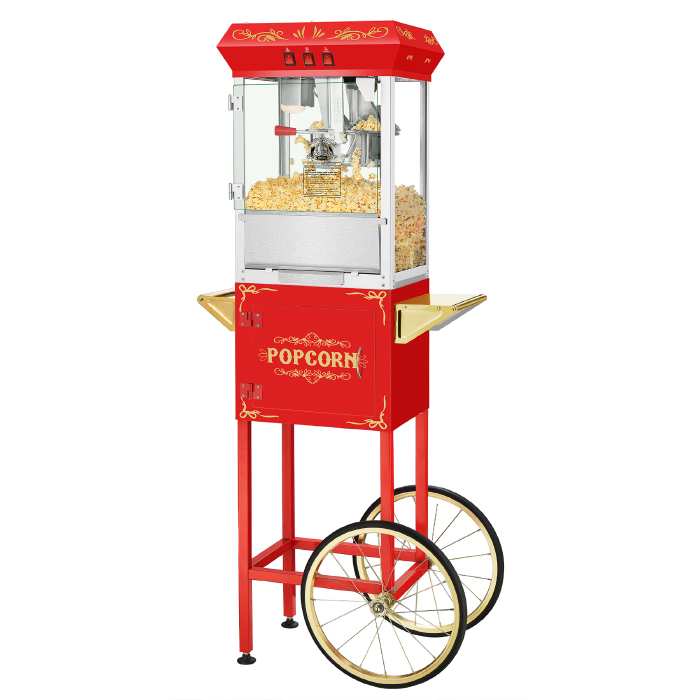 82-p056 8 Oz Movie Night Popcorn Popper Machine With Cart - Red