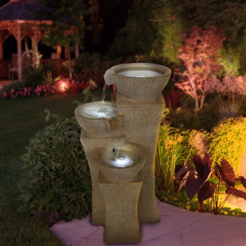 50-0003-gyw Cascade Bowls Fountain With Led Lights