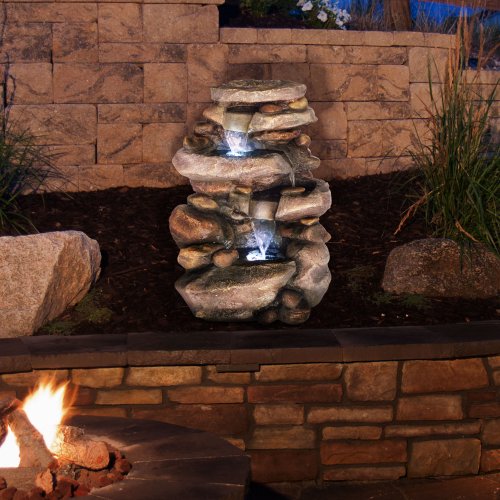 50-0006-gyw Stone Waterfall Fountain With Led Lights