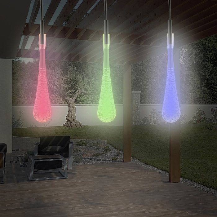 50-lg1016 String 30 Bulb Solar Power Outdoor Led Decor Tear Drop Lighting With 8 Modes - Multi Color - Set Of 2