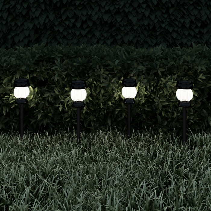 50-lg1066 Solar Path Lights-13.8 In. Stainless Steel Outdoor Stake Lighting For Garden, Black - Set Of 4