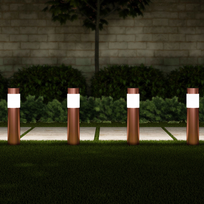 50-lg1071 Solar Path Bollard Lights 15 In. Stainless Steel Outdoor Stake Lighting For Garden - Copper - Set Of 6