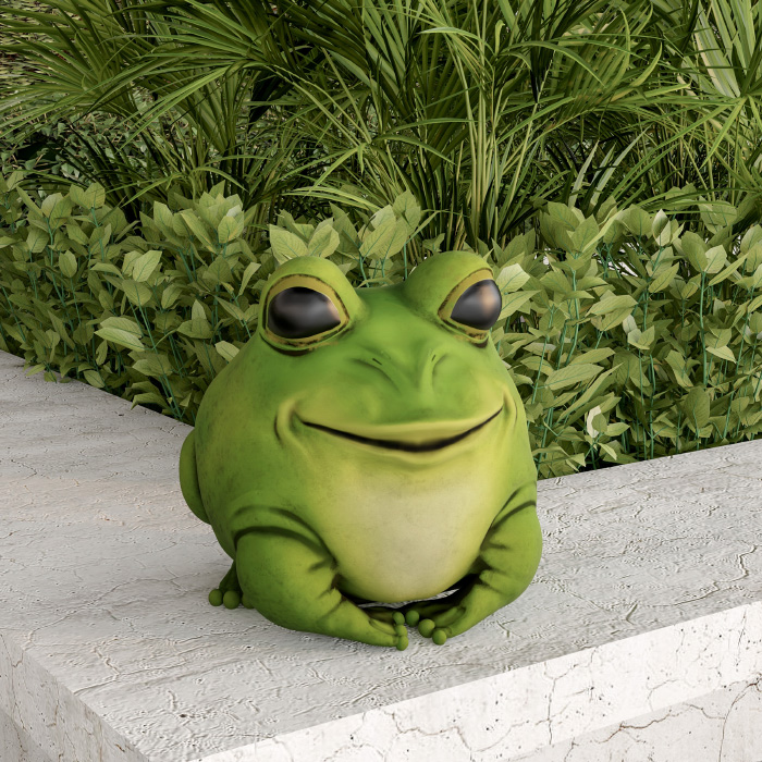 50-lg1096 Frog Statue-resin Chubby Animal Figurine For Outdoor Lawn & Garden Decor
