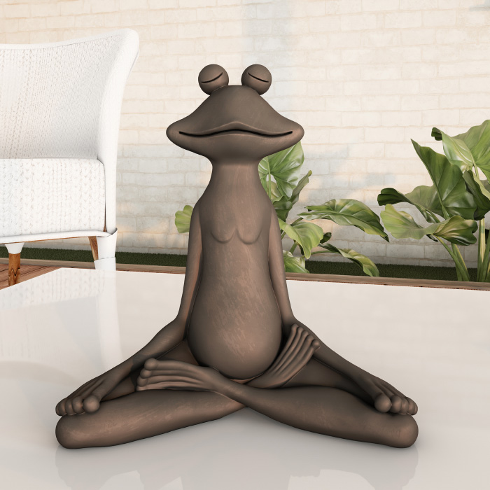 50-lg1102 Meditating Frog Statue-resin Zen Animal Yoga Figurine For Outdoor Lawn & Garden Decor