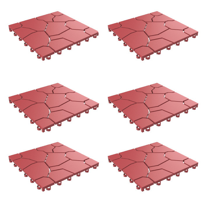 50-lg1172 Patio & Deck Tiles-interlocking Brick Look Outdoor Flooring Pavers - Brick Red - Pack Of 6