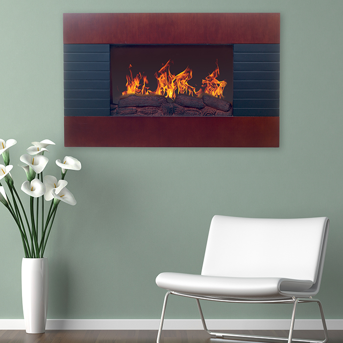 M029009 Mahogany Electric Fireplace With Wall Mount & Remote - 36 In.