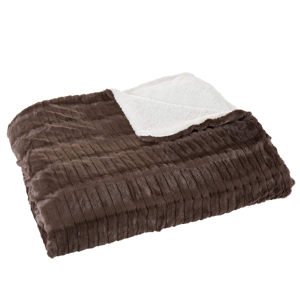 61a-01060 Fleece & Sherpa Blanket, Full & Queen Size - Chocolate