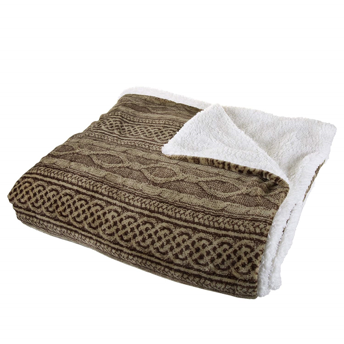 61a-01220 Flannel Sherpa Blanket, King Size - Chocolate Taupe