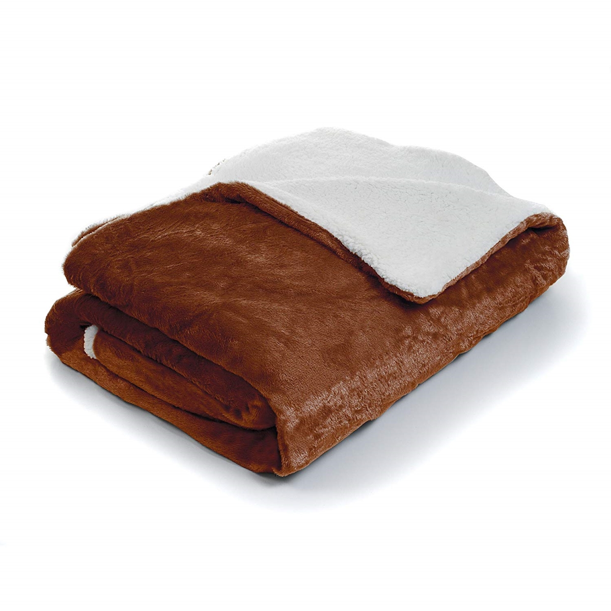 61a-06417 Fleece Blanket With Sherpa Backing, King Size - Brown