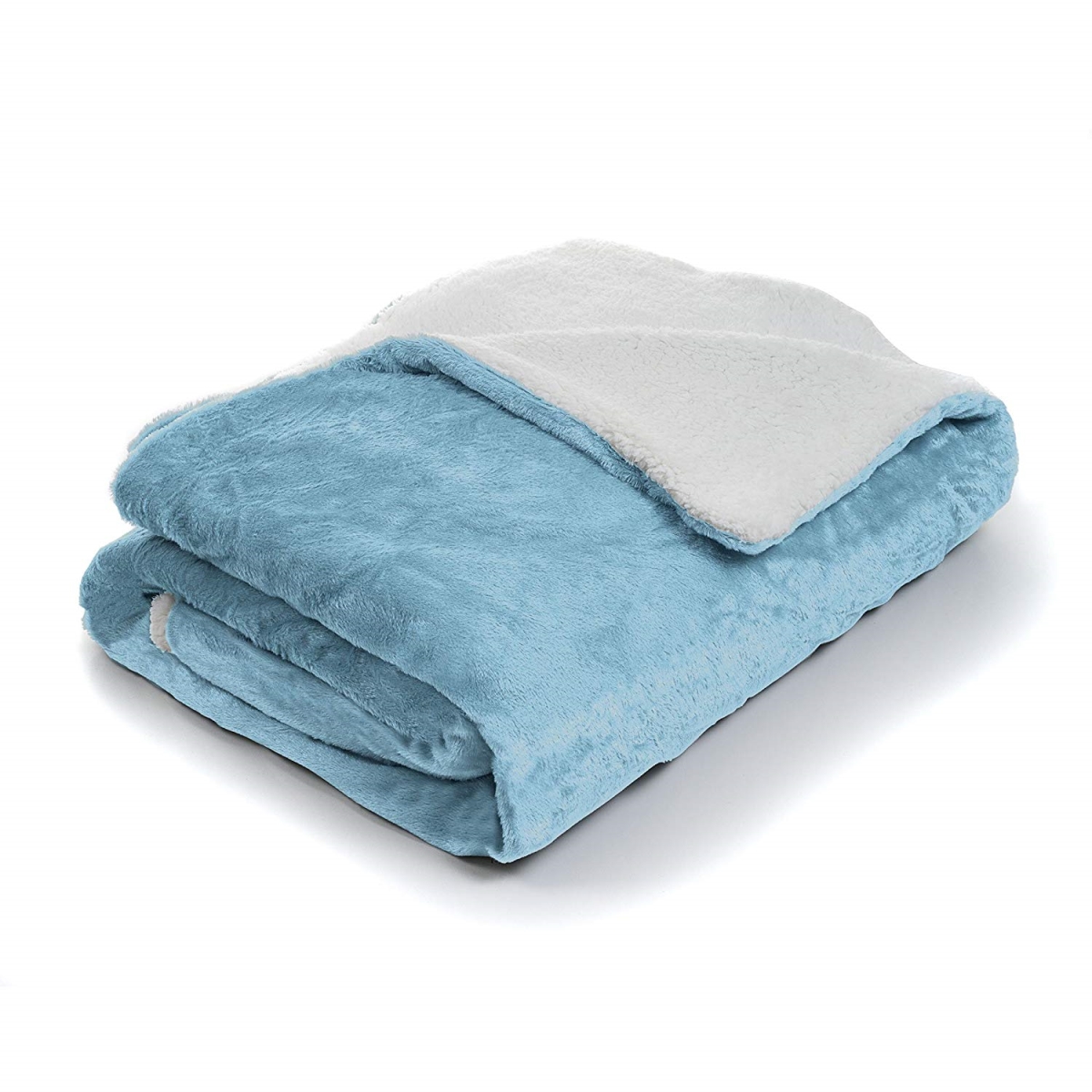 61a-06424 Fleece Blanket With Sherpa Backing, King Size - Blue