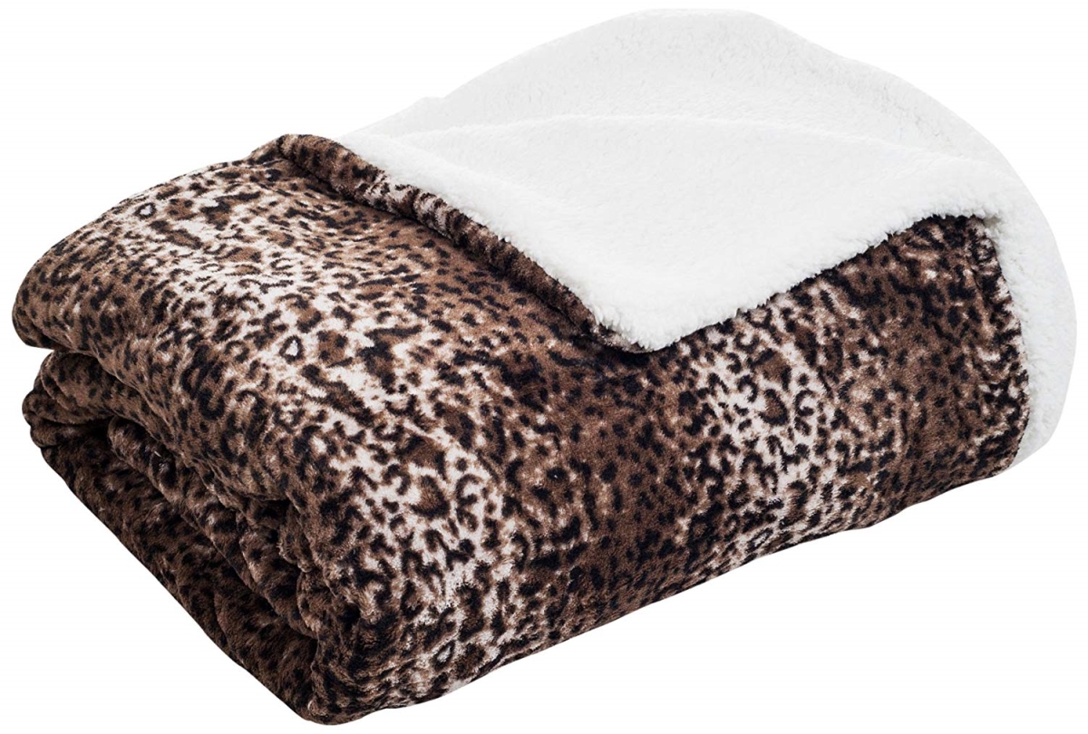 61a-06837 Fleece Blanket With Sherpa Backing, King Size - Mink