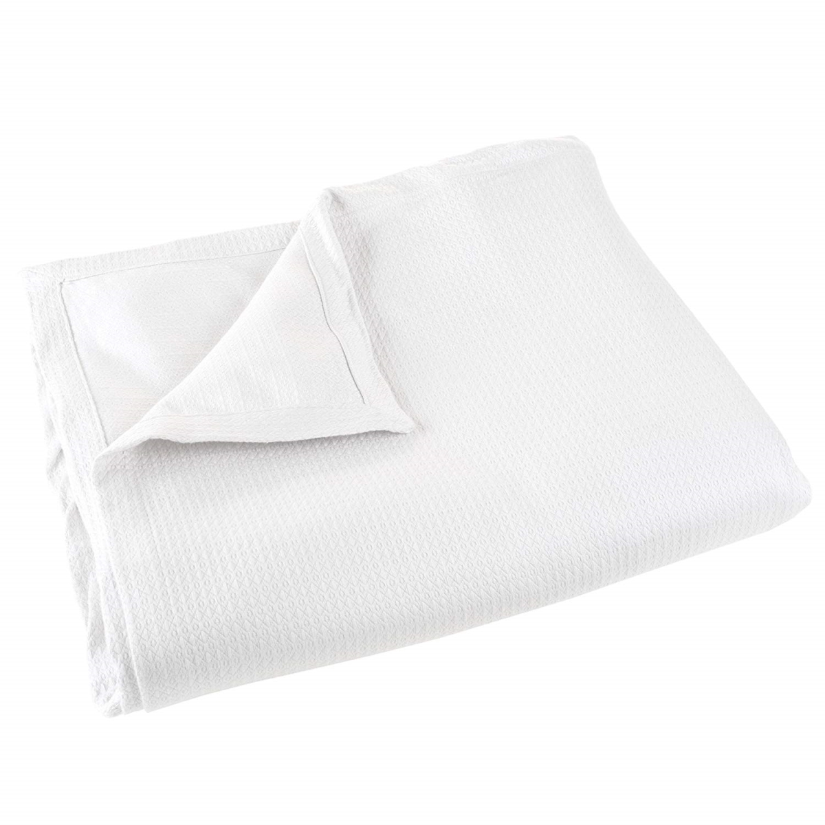61a-43302 Soft Breathable 100 Percent Cotton Blanket, White - Full & Queen Size