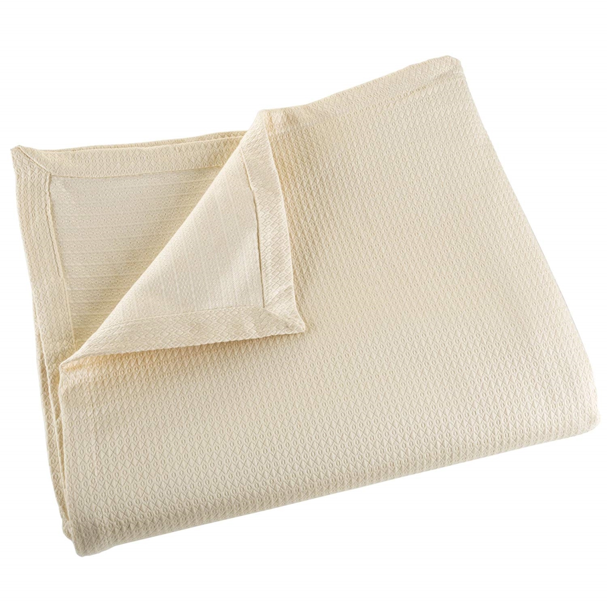 61a-43319 Soft Breathable 100 Percent Cotton Blanket, Cream - King Size