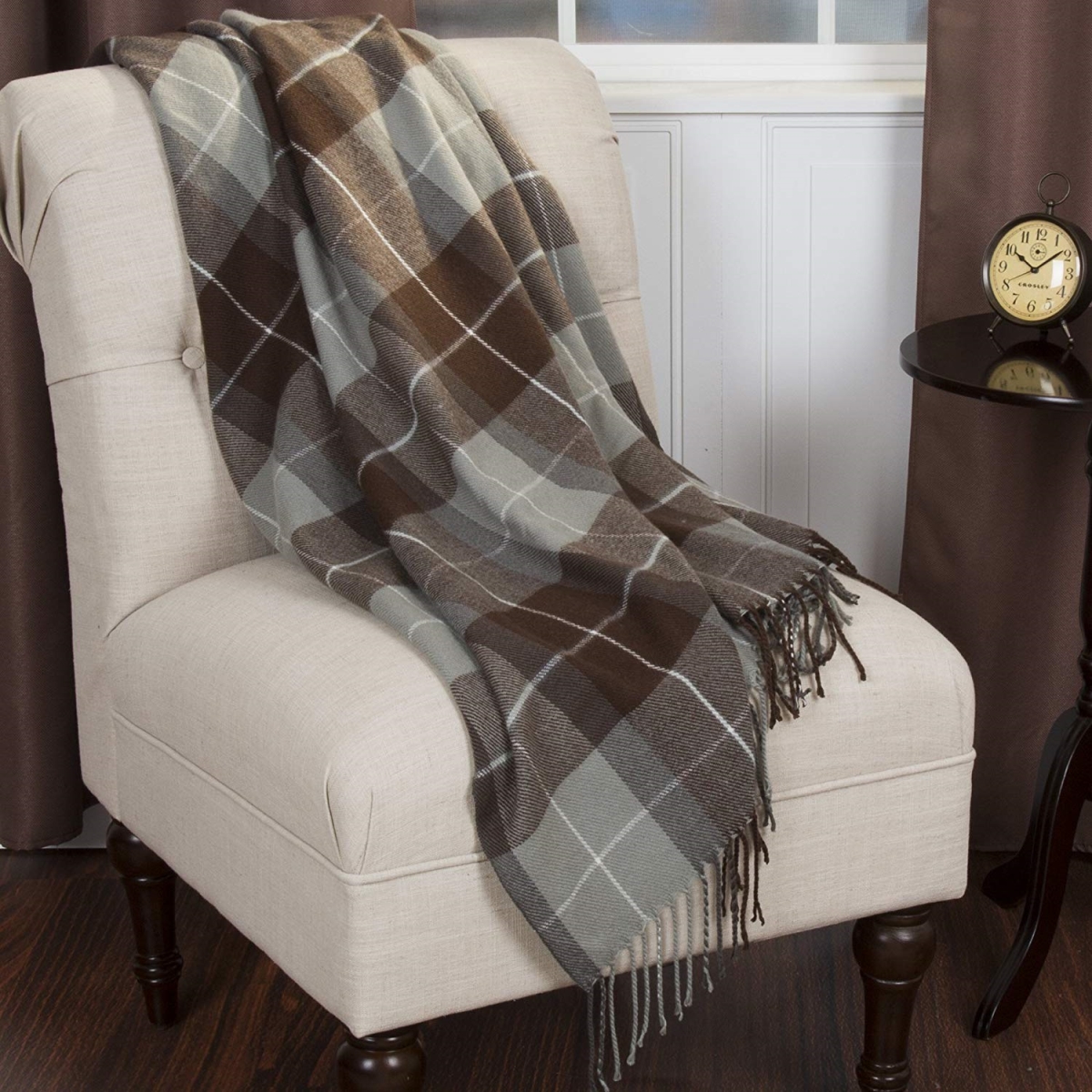 61a-71554 Cashmere Like Blanket Throw, Brown