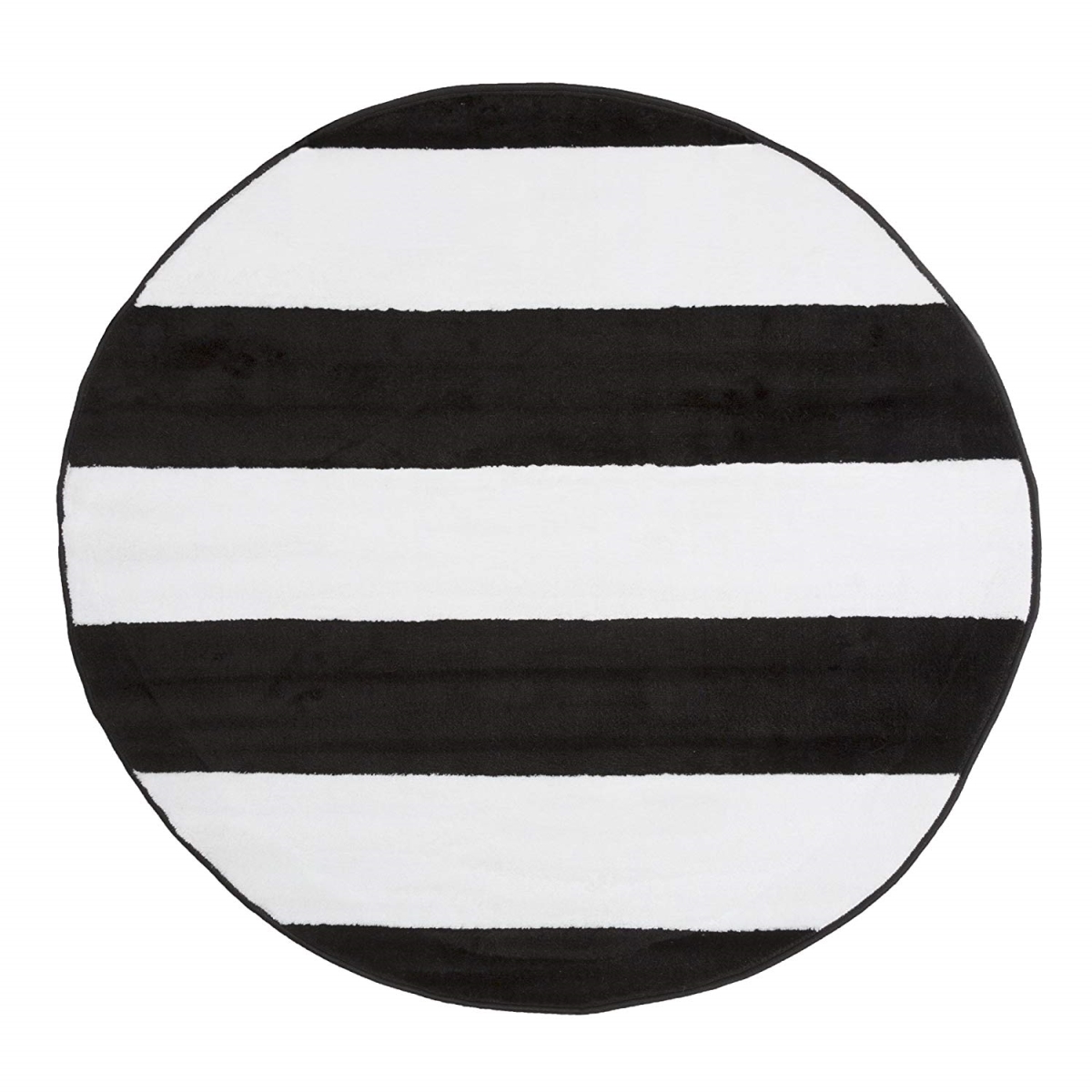 62a-01015 5 Ft. Round Breton Stripe Area Rug, Black & White