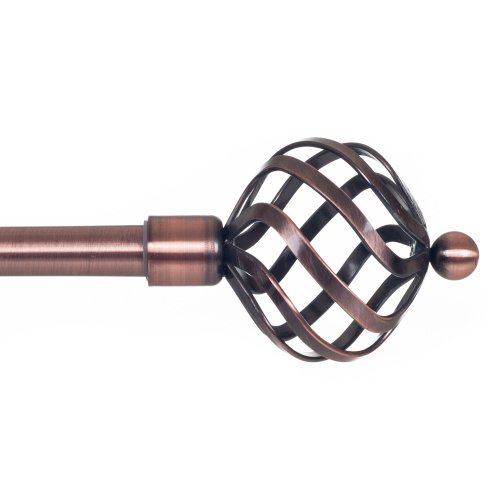 63a-02715 Twisted Sphere Curtain Rod, Copper - 62-144 In., 0.75 In.