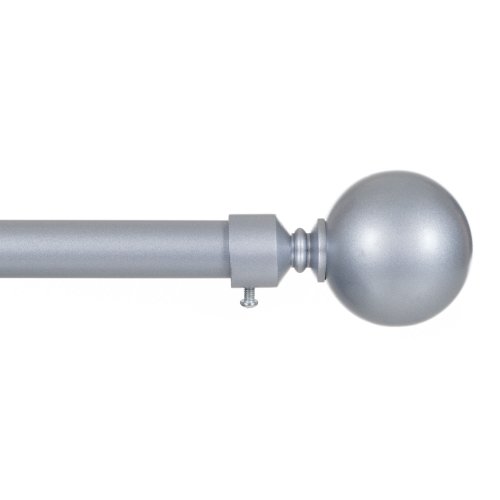 63a-03019 Sphere Curtain Rod, Silver - 62-144 In., 0.75 In.
