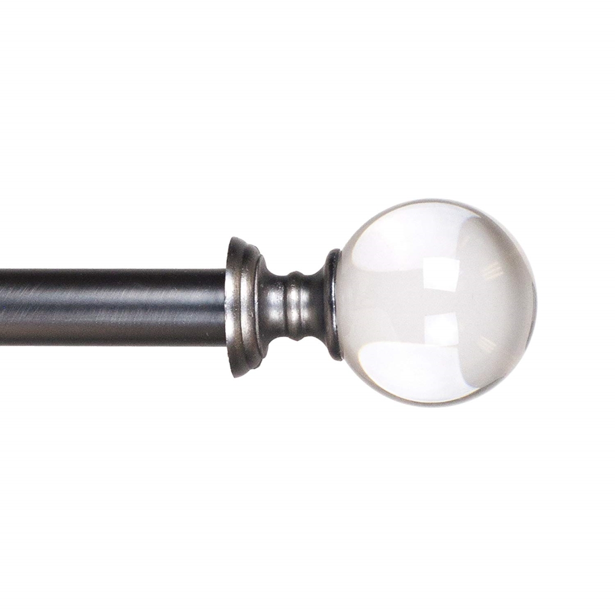 63a-03088 Crystal Ball Curtain Rod, Pewter - 62-144 In., 0.75 In.