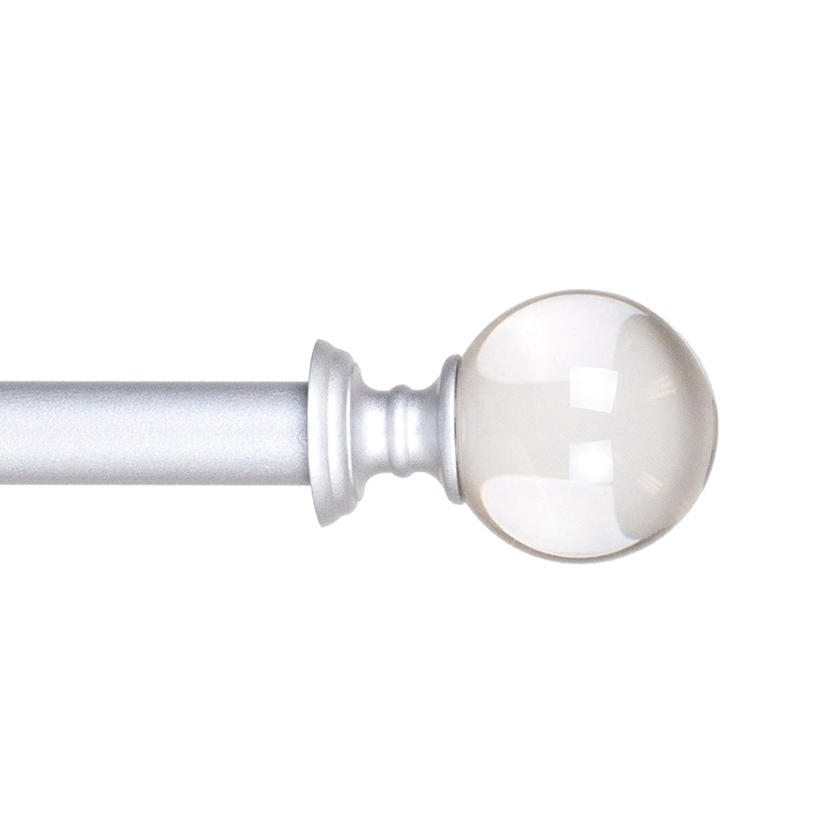 63a-03095 Crystal Ball Curtain Rod, Silver - 62-144 In., 0.75 In.