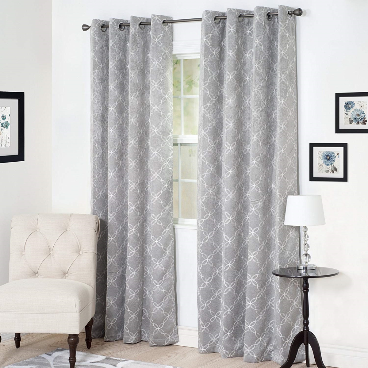 63a-12888 Myra Room Darkening Curtain Panel, Silver - 84 In.