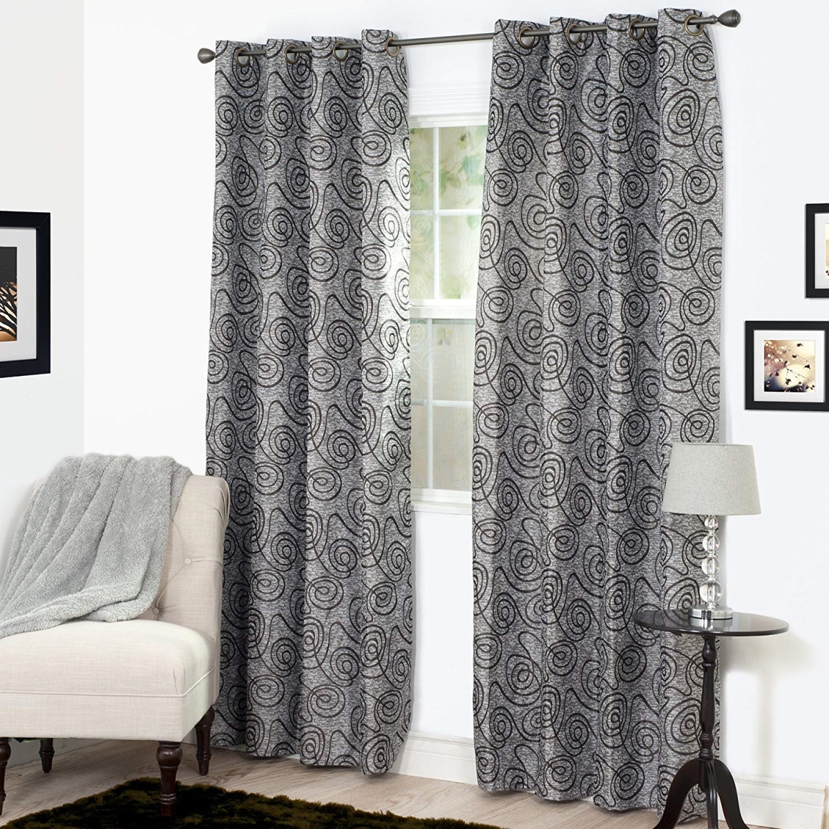 63a-16855 Joy Jacquard Curtain Panel, Burnished Gold - 84 In.