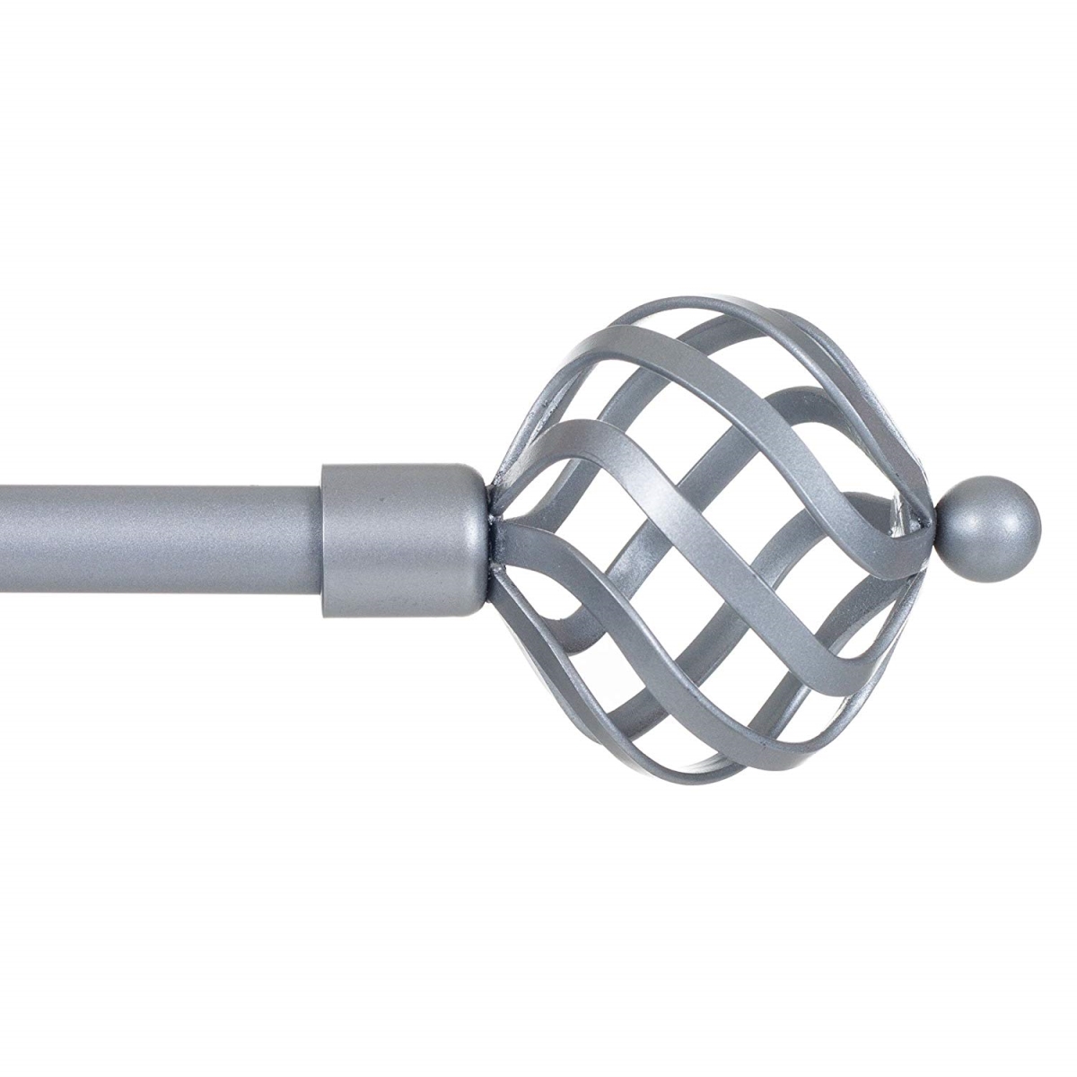 63a-19394 Twisted Sphere Curtain Rod For Window, Silver - 0.75 In.