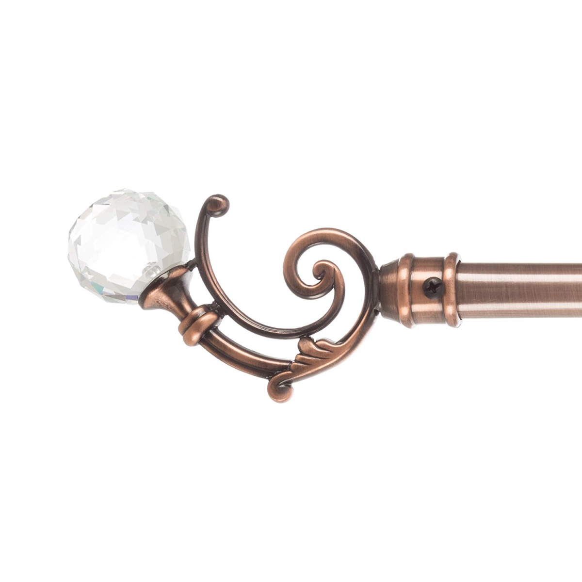 63a-47525 Curtain Rod Mounting Hardware Crystal Ball Finials, Copper - 48-86 In.