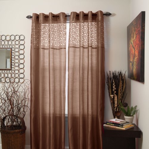 63a-56009 Alla Grommet Curtain Panel, Chocolate - 84 In.