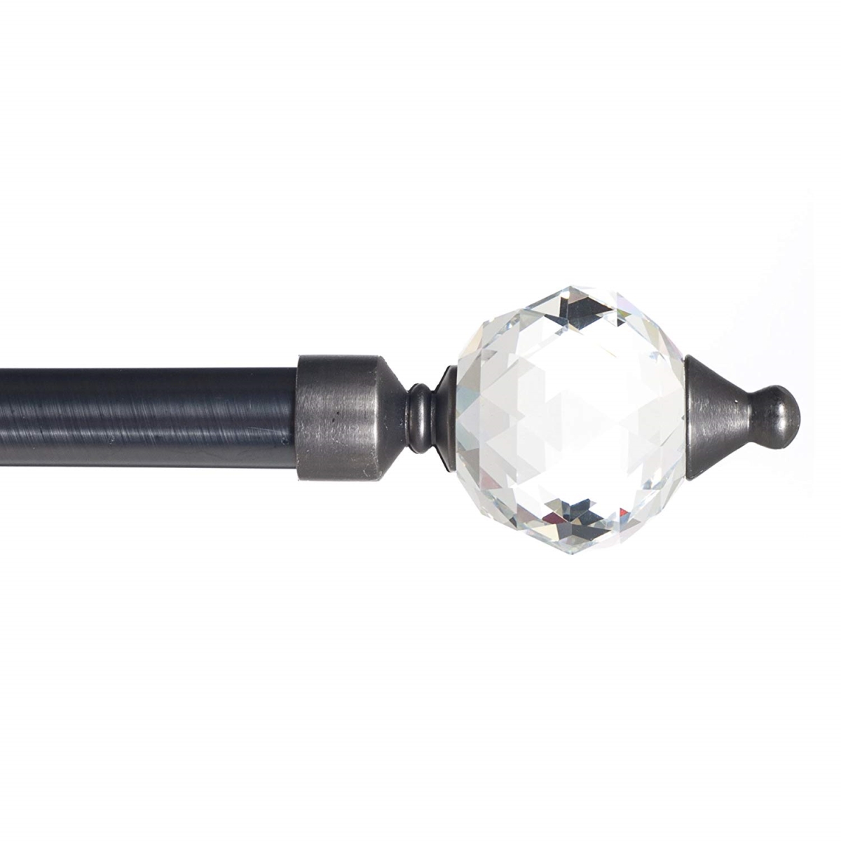 63a-77545 Cone Glass Curtain Rod, Pewter - 0.75 In.