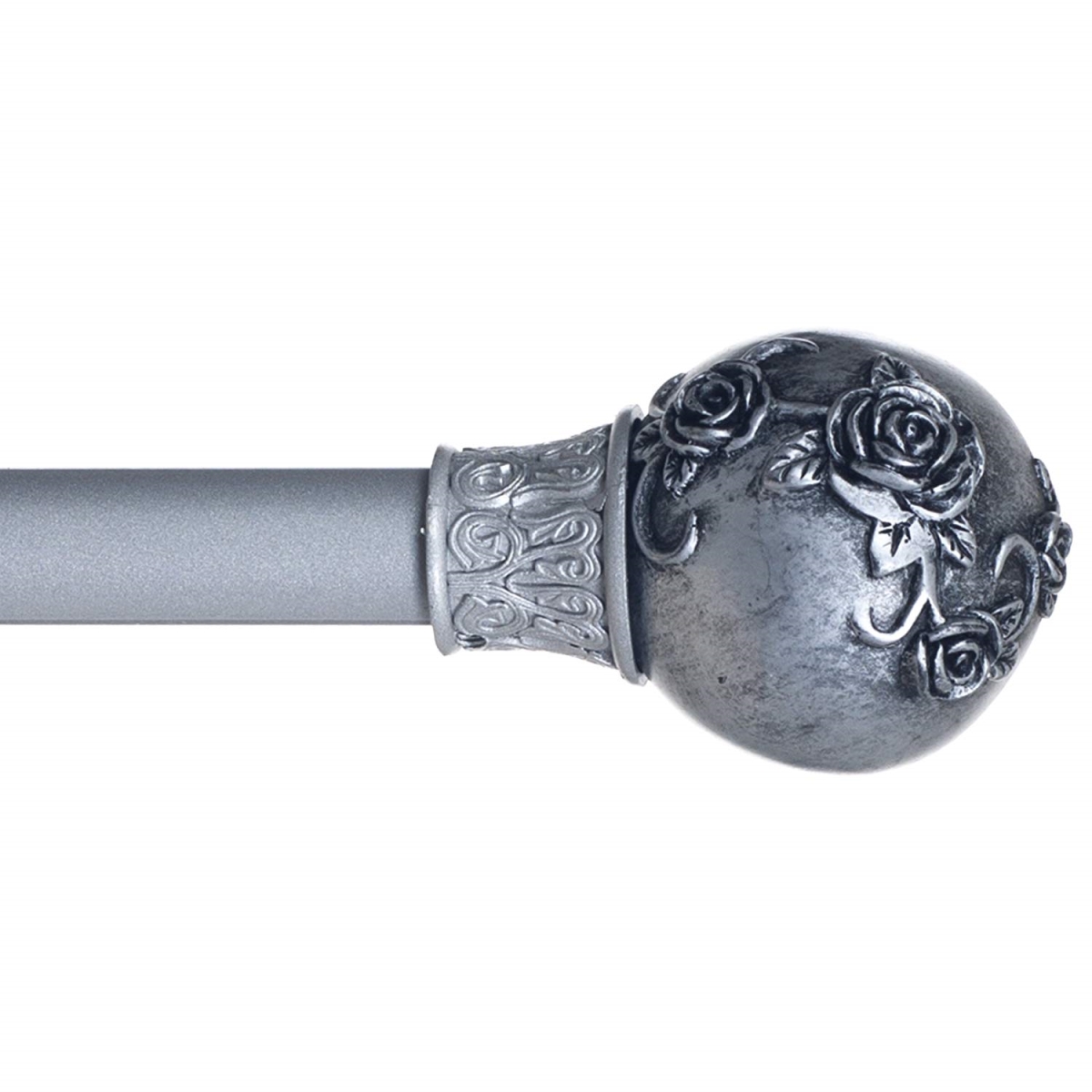 63a-77682 Floral Ball Curtain Rod, Silver - 0.75 In.