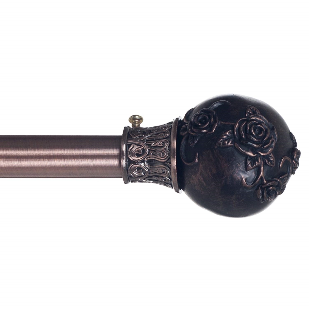 63a-77699 Floral Ball Curtain Rod, Copper - 0.75 In.