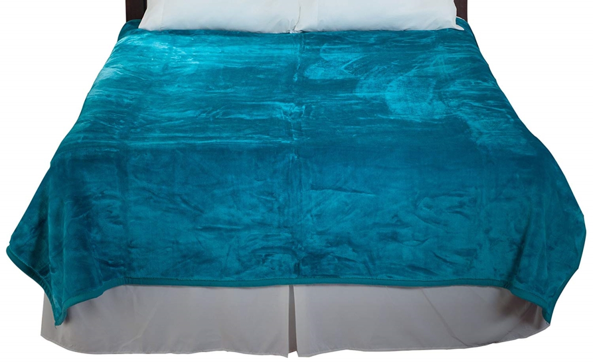 66a-04339 Solid Soft Heavy Thick Plush Mink Blanket, 8 Lbs - Aqua