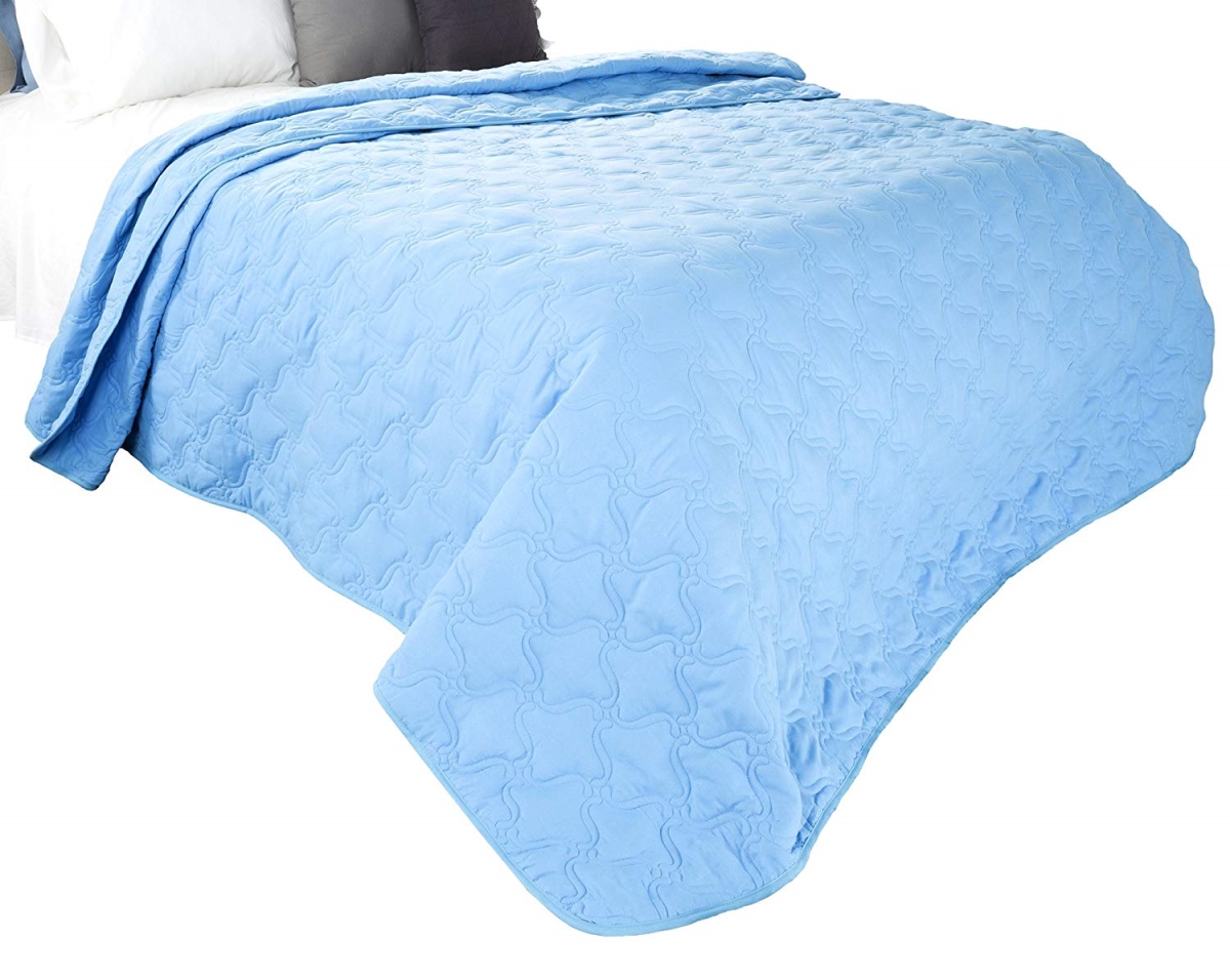 66a-06508 Solid Color Quilt Set, Full & Queen Size - Blue