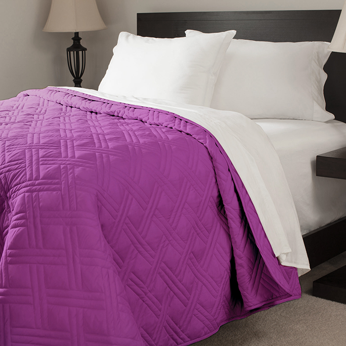 66a-25856 Solid Color Bed Quilt - Twin Size - Purple